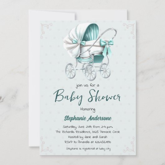 Schattigee baby vervoer baby shower Uitnodiging (Voorkant)