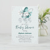 Schattigee baby vervoer baby shower Uitnodiging (Staand voorkant)