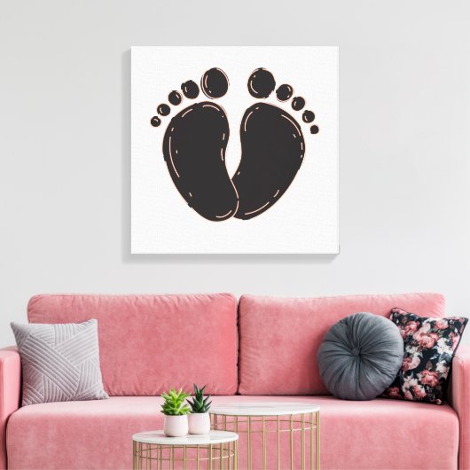 Schattigee baby voetafdruk canvas afdruk (Insitu (Woonkamer))