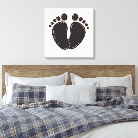 Schattigee baby voetafdruk canvas afdruk (Insitu (Slaapkamer))