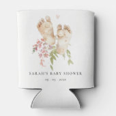 Schattigee Baby Voeten Blush Roze Bloemen Meisje B Blikjeskoeler (Achterkant)