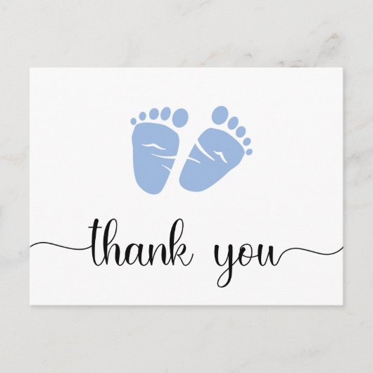 Schattigee Baby Voeten Jongensdouche Dank u Briefkaart (Voorkant)