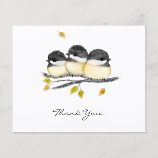 Schattigee Baby Vogel 3 Kuikens op Boomtak (Voorkant)