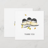 Schattigee Baby Vogel 3 Kuikens op Boomtak Bedankkaart (Voorkant / Achterkant)