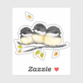Schattigee Baby Vogel 3 Kuikens op Boomtak Sticker (Vel)