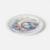 Schattigee Baby-vogel slaapt op de maan Papieren Bordje (Gekanteld)