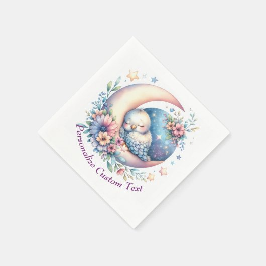 Schattigee Baby-vogel slaapt op een halve maan Servet (Hoek)