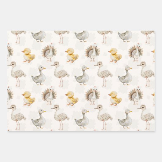 Schattigee baby vogels kwekerij ontwerp inpakpapier vel (Voorkant 2)