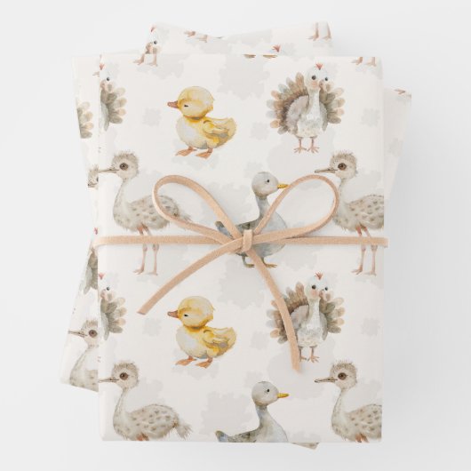 Schattigee baby vogels kwekerij ontwerp inpakpapier vel (In situ)