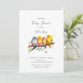 Schattigee Baby Vogels op Tree Branch Baby shower Kaart (Staand voorkant)