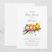 Schattigee Baby Vogels op Tree Branch Baby shower Kaart (Voorkant / Achterkant)