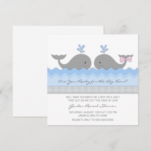 Schattigee Baby walvis Geslacht onthullen Kaart (Voorkant / Achterkant)