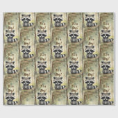 Schattigee Baby wasbeer is een jongen Cadeaupapier (Vlak)