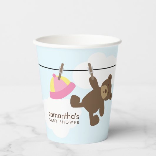 Schattigee Baby waslijn meisje Baby shower Papieren Bekers (Voorkant)