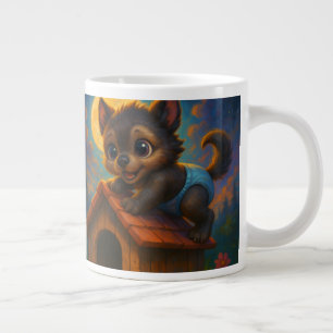 Schattigee Baby Weerwolf op Dog House Fantasy Art Grote Koffiekop