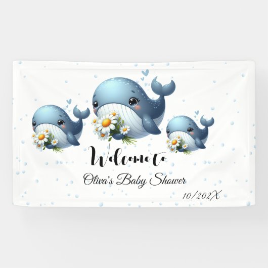 Schattigee Baby Whale Baby shower Banner (Horizontaal)