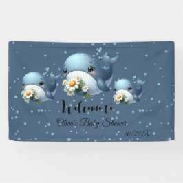 Schattigee Baby Whale Baby shower Banner