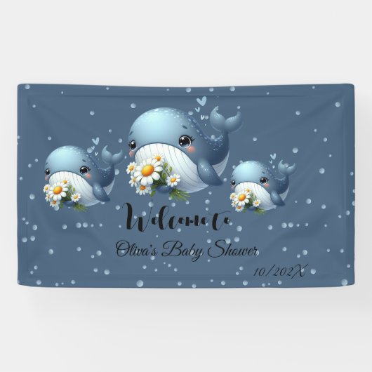Schattigee Baby Whale Baby shower Banner (Horizontaal)