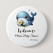 Schattigee Baby Whale Baby shower Button (Voorkant)