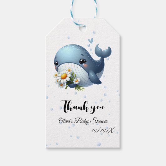Schattigee Baby Whale Baby shower Gift Label Cadeaulabel (Voorkant)