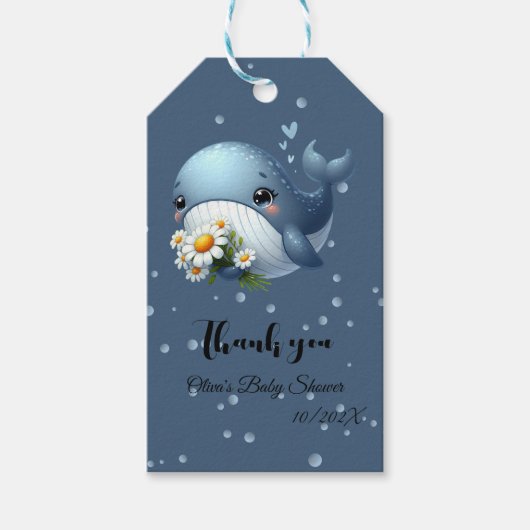 Schattigee Baby Whale Baby shower Gift Label Cadeaulabel (Voorkant)
