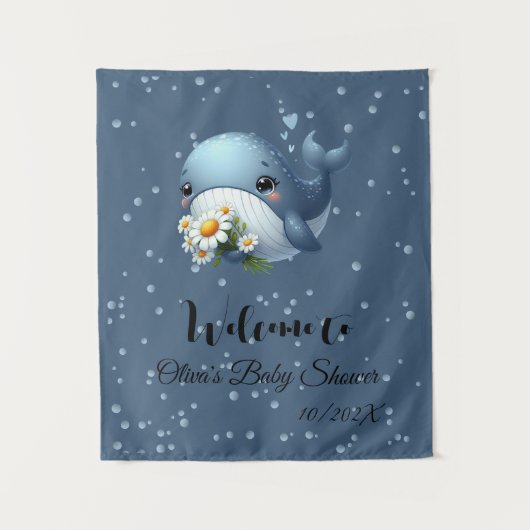 Schattigee Baby Whale Baby shower Tapestry Wandkleed (Voorkant)