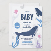 Schattigee Baby Whale Baby shower uitnodiging (Voorkant)