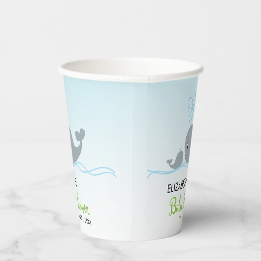 Schattigee Baby Whale en Moeder Baby shower Paper  Papieren Bekers (Rechts)