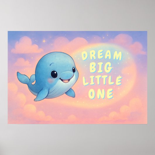 Schattigee Baby Whale met aangepaste offerte, kwek Poster (Voorkant)