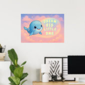 Schattigee Baby Whale met aangepaste offerte, kwek Poster (Thuiskantoor)