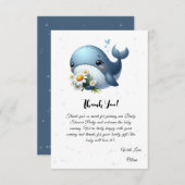 Schattigee Baby Whale met Daisy Baby shower Bedankkaart (Voorkant / Achterkant)