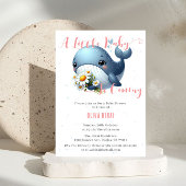 Schattigee Baby Whale met Daisy Baby shower Invita Kaart