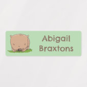 Schattigee baby wombat cartoon gepersonaliseerd labels (Design 1)