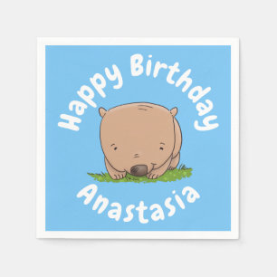 Schattigee baby wombat gepersonaliseerde cartoon v servet
