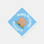 Schattigee baby wombat gepersonaliseerde cartoon v servet (Hoek)
