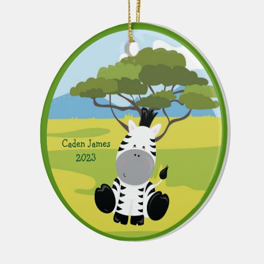 Schattigee Baby Zebra Custom Dier Kinder Kerst Keramisch Ornament (Links)