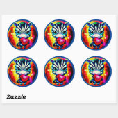 Schattigee Baby Zebra met hart Ronde Sticker (Vel)