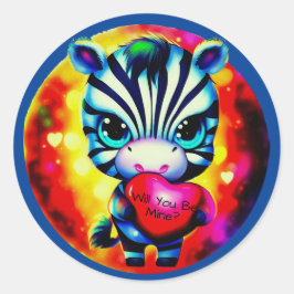 Schattigee Baby Zebra met hart Ronde Sticker