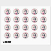 Schattigee Baby Zebra Roze Hart Valentijn Ronde Sticker (Vel)
