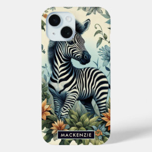 Schattigee Baby Zebra Waterverf iPhone 15 Case