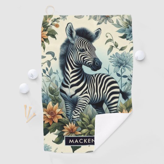 Schattigee Baby Zebra Waterverf Golfhanddoek (Insitu)