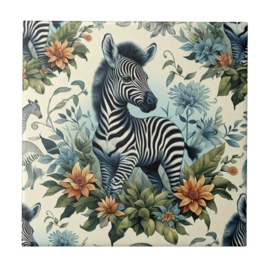 Schattigee  Baby Zebra Waterverf Tegeltje (Voorkant)
