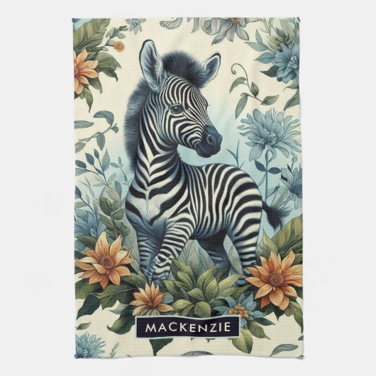 Schattigee Baby Zebra Waterverf Theedoek (Verticaal)