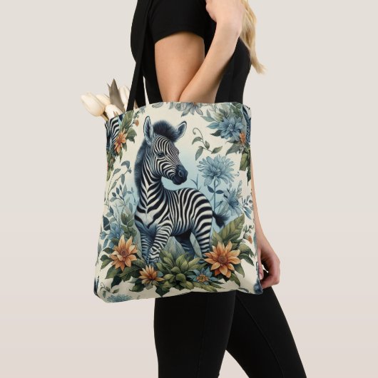 Schattigee Baby Zebra Waterverf Tote Bag (Dichtbij)