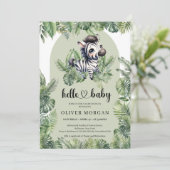 Schattigee baby zebra Waterverf tropisch groen Kaart (Staand voorkant)