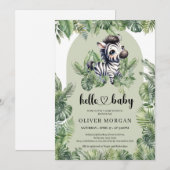 Schattigee baby zebra Waterverf tropisch groen Kaart (Voorkant / Achterkant)