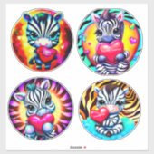 Schattigee Baby Zebra's met harten Sticker (Vel)