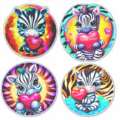 Schattigee Baby Zebra's met harten Sticker (Voorkant)
