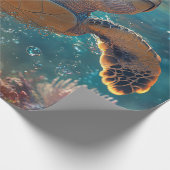 Schattigee Baby Zee Schildpad met Bubbels Decoupag Cadeaupapier (Hoek)