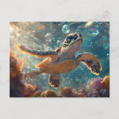 Schattigee Baby Zeeen Schildpad met Bubbels Briefkaart (Voorkant)